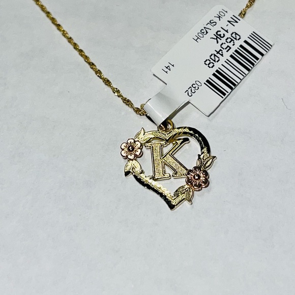10k solid gold K initial pendant charm Name monogram charm NOT PLATED real gold - Picture 4 of 6
